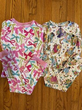 Bundle of 5T/6T Little Sleepies & Posh Peanut Bows & Barbie bamboo pajama sets
